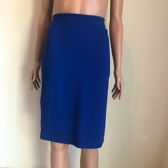 Studio F Royal Blue High-Waisted Elastic Pencil Skirt Back Slip Women’s Size 12 - Picture 2 of 16